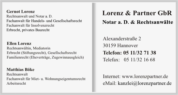 Lorenz & Partner GbR, Notar a. D. & Rechtsanwälte