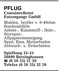 Pflug Containerdienst, Entsorgungs GmbH