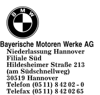 Bayerische Motoren Werke AG, Niederlassung Hannover Filiale Sd