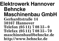 Elektrowerk Hannover Behncke Maschinenbau GmbH
