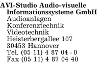 AVI-Studio Audio-visuelle Informationssysteme Vermiet-Service GmbH