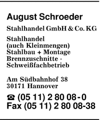 Schroeder Stahlhandel GmbH & Co KG, August