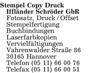 Stempel Copy Druck Iffl�nder Schr�der GbR