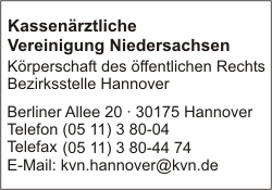 Kassenrztliche Vereinigung Niedersachsen Bezirksstelle Hannover